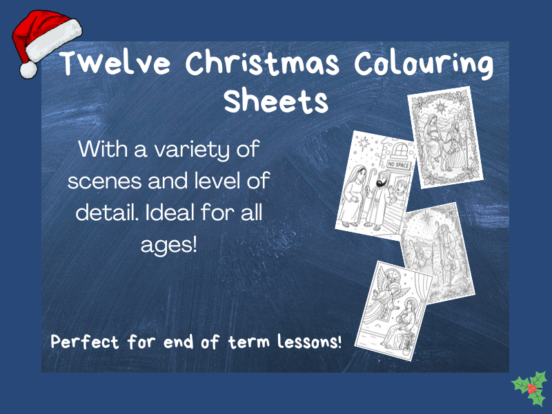 Twelve Christmas A4 colouring sheets for all ages
