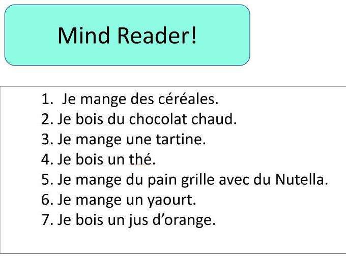 KS2/KS3 French breakfast EPI activities