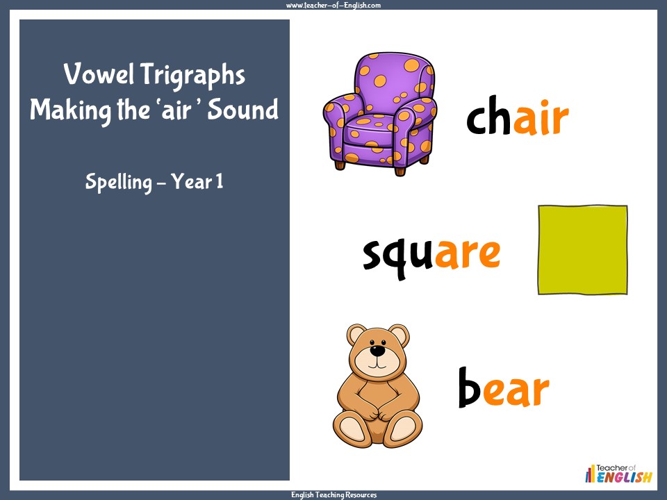 Vowel Trigraphs Making the 'air' Sound - Year 1 Spelling