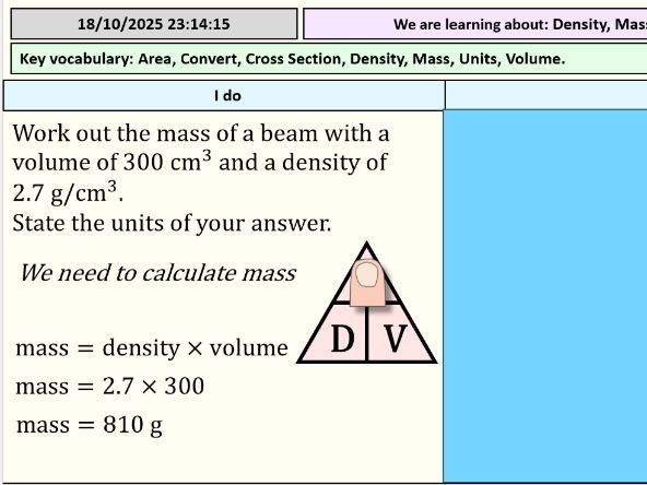 Calculating Density, Mass and Volume - Full lesson