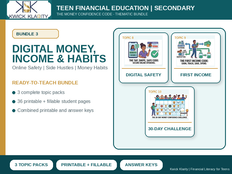 Teen Financial Education Bundle: Digital Payments, Side Hustles & Money Habits
