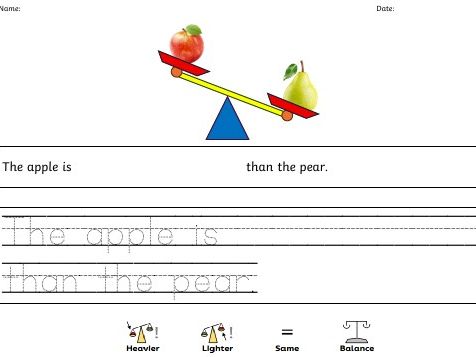 Heavier or lighter sentence worksheet