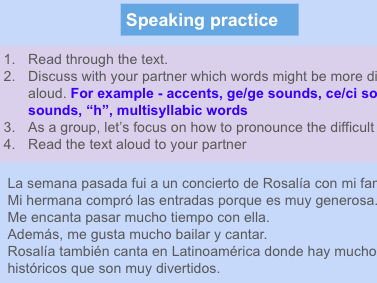 Unit 6 AQA GCSE Higher Spanish Lola y Rosalía, ayer y hoy