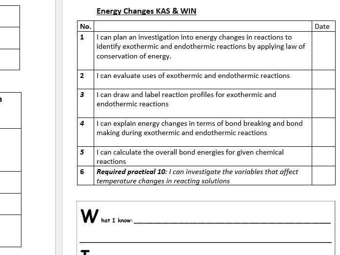 GCSE - Energy Changes Work booklets