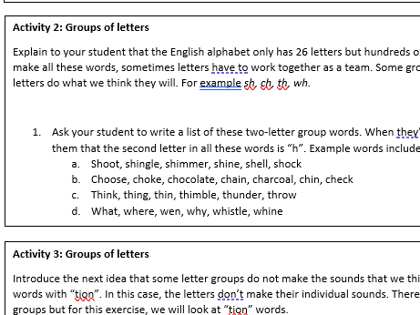 Phonics writing activities: KS2/KS3 SEN