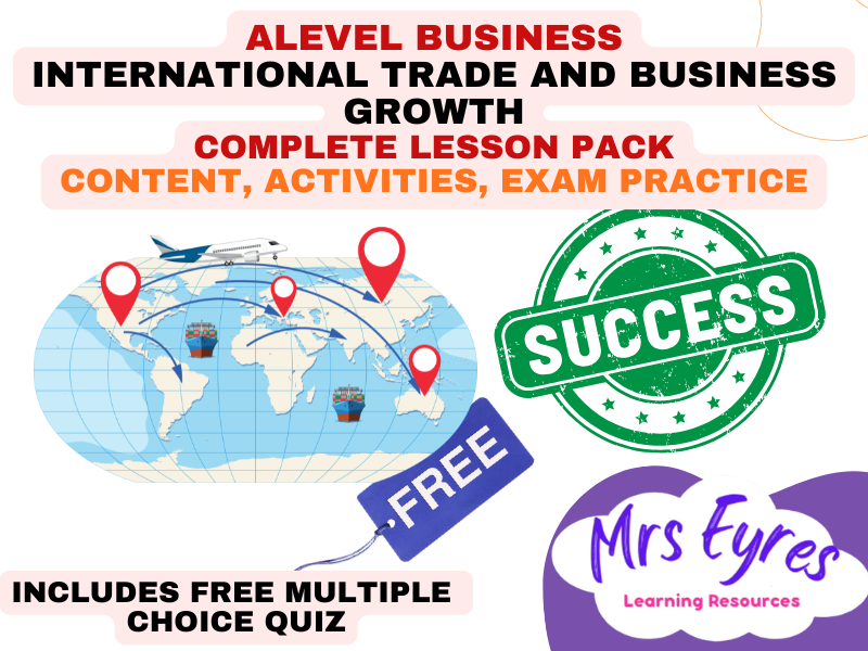 A Level Business 4.1.2 International Trade and Business Growth Complete Lesson Pack with Free MCQ Qu