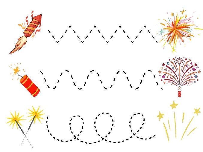 Bonfire Night Handwriting Pattern Tracing | Pre-Writing Lines | EYFS