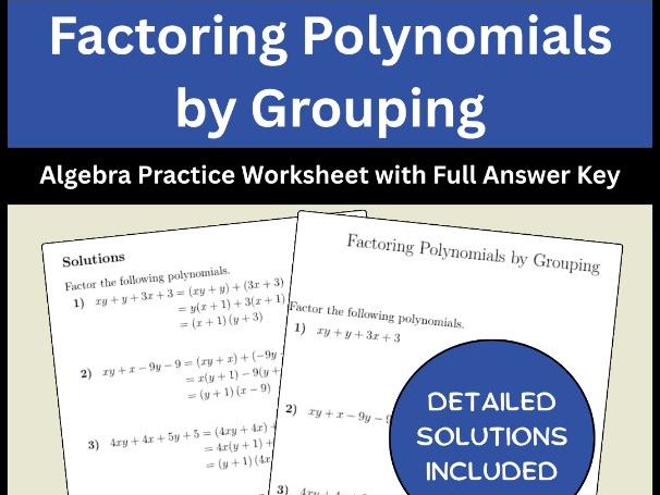 Factoring Polynomials by Grouping | Algebra Practice Worksheet with Full Answer
