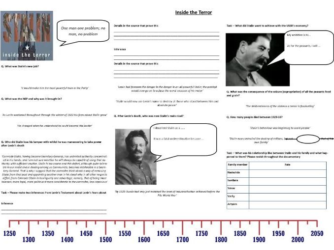 Stalin: Inside the Terror - Worksheet to support the BBC Documentary