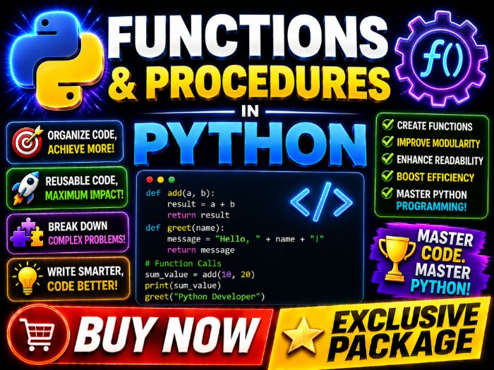 Functions & Procedures in Python |Cambridge IGCSE & A-Level 9618 CS|PPT + Worksheets + Activity - CS