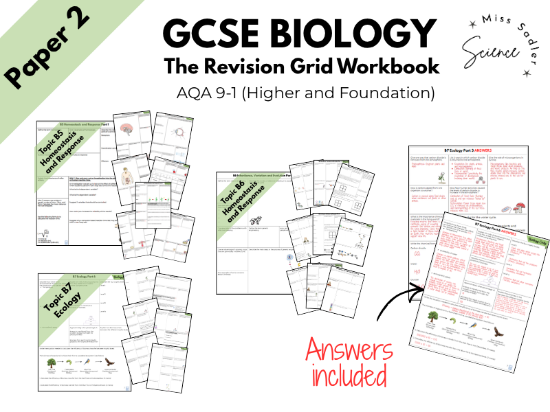 AQA GCSE Biology Paper 2 - Complete Revision Grid workbook
