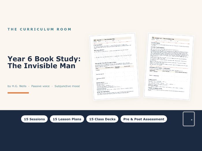 The Invisible Man Whole-Class Reading Unit: 15 Lessons & Slides | Year 6