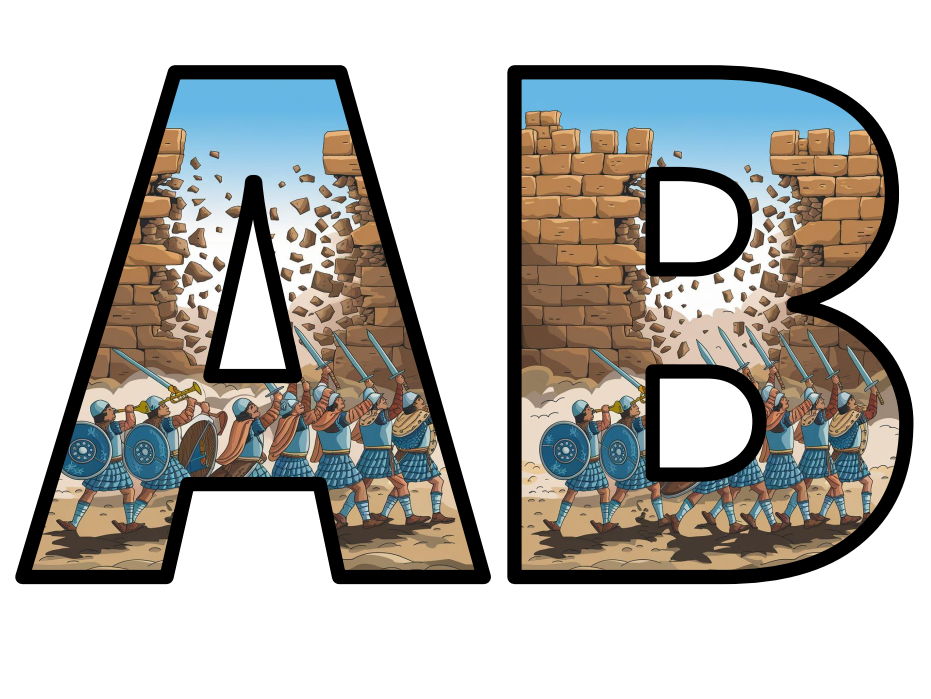 Jericho Walls crumbling Israelite soldiers Lettering Set Display Title ...