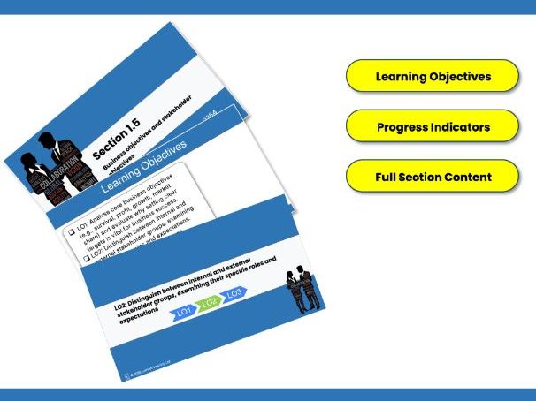 Cambridge IGCSE Business (0264): 1.5 Business & Stakeholder Objectives Teaching Slides & Lesson