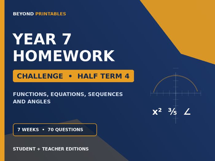 Year 7 Maths Homework | Challenge | Half Term 4 | Student & Teacher Booklets