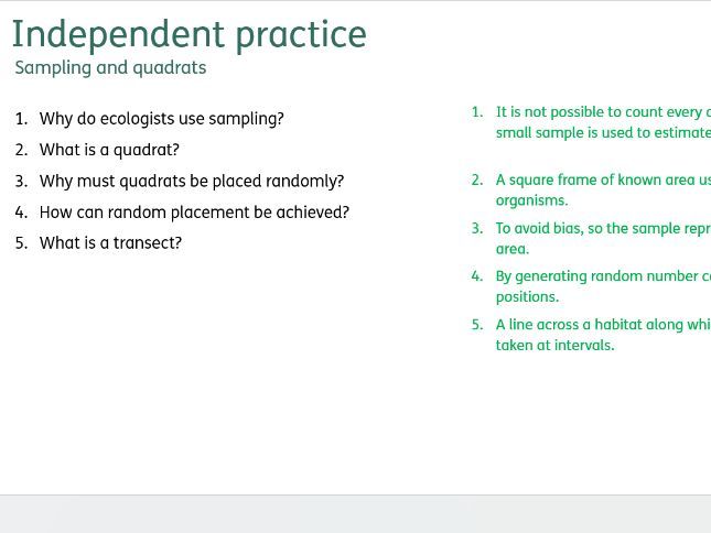 AQA 4.7 Ecology Independent Practice Q&As