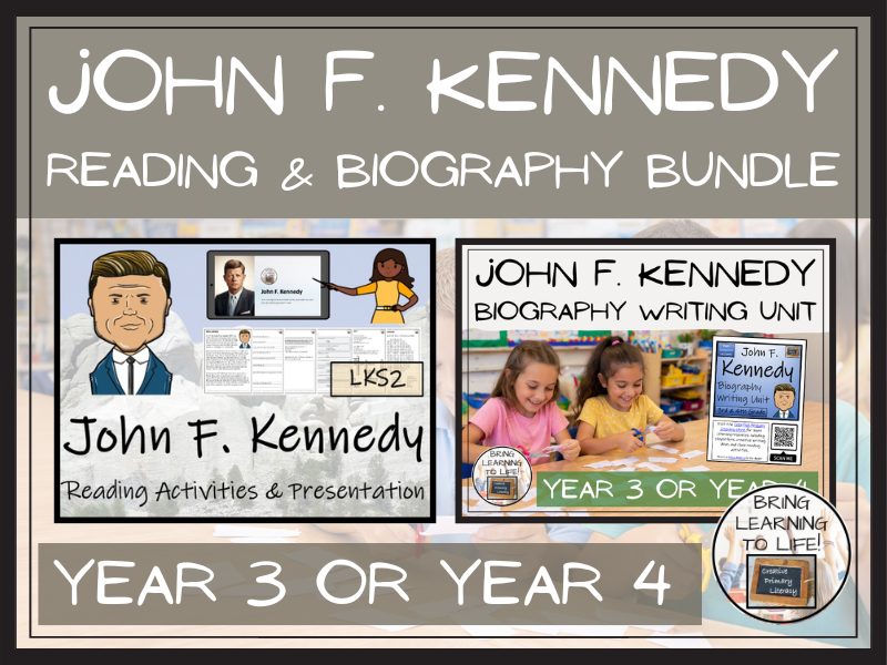 John F. Kennedy Reading Comprehension & Biography Bundle | LKS2