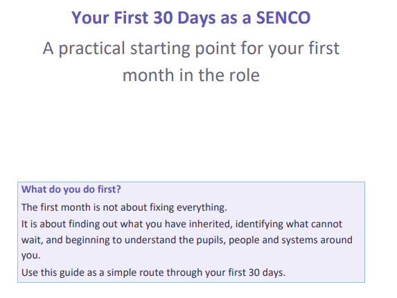 Your First 30 days as SENCO