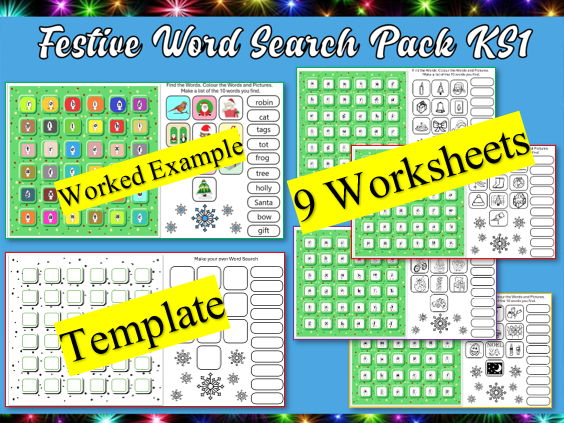 Festive Word Search Pack for KS1