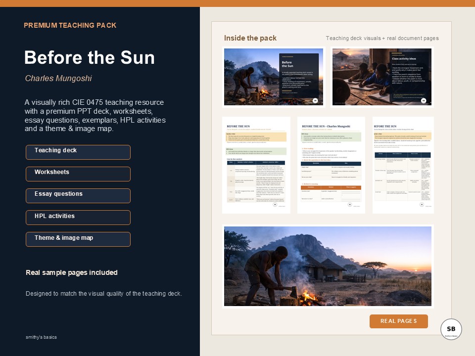 Before the sun (poem) - Charles Mungoshi - A complete teaching pack - Smithy's Basics