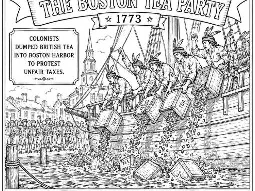 American Revolution Colouring Page- The Boston Tea Party (1773)