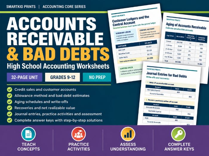 Accounts Receivable and Bad Debts Worksheets