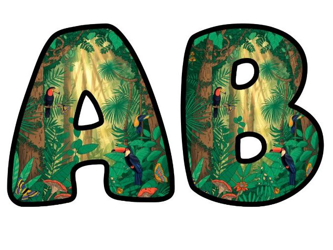 Amazon Rainforest Toucan Alphabet Letters | Classroom Display, A-Z 0-9 and Signs