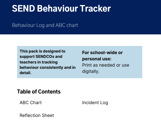 SEND Behaviour Tracker