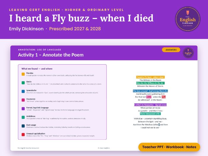 Dickinson: I heard a Fly buzz Leaving Cert