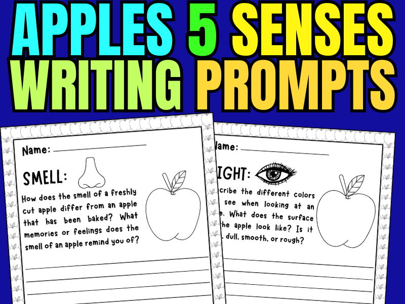 Apple 5 senses writing prompts, Fall Autumn Apple 5 senses
