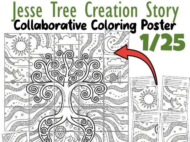 Jesse Tree Creation Story Collaborative Poster | Advent Bible Coloring Art