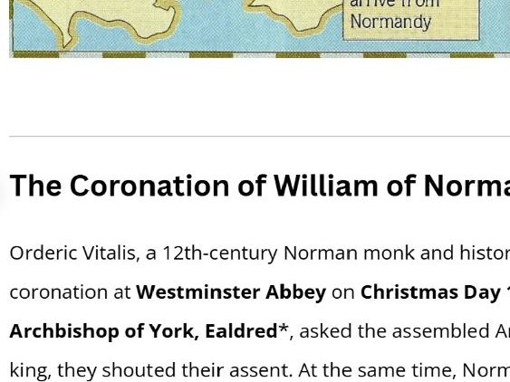 The Coronation of William of Normandy Worksheet