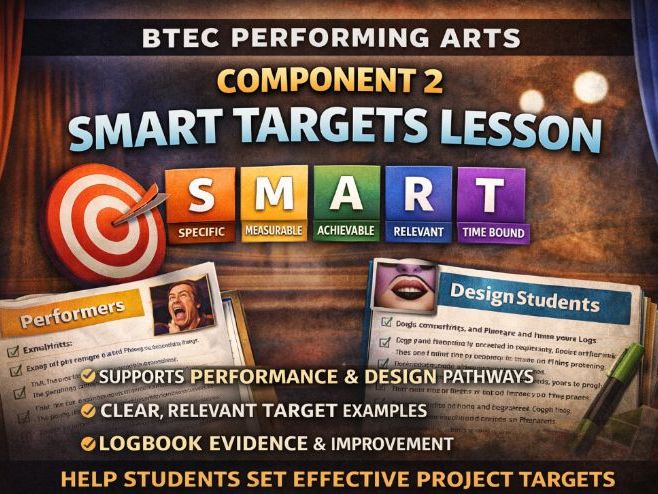 BTEC Performing Arts Component 2 SMART Targets Lesson