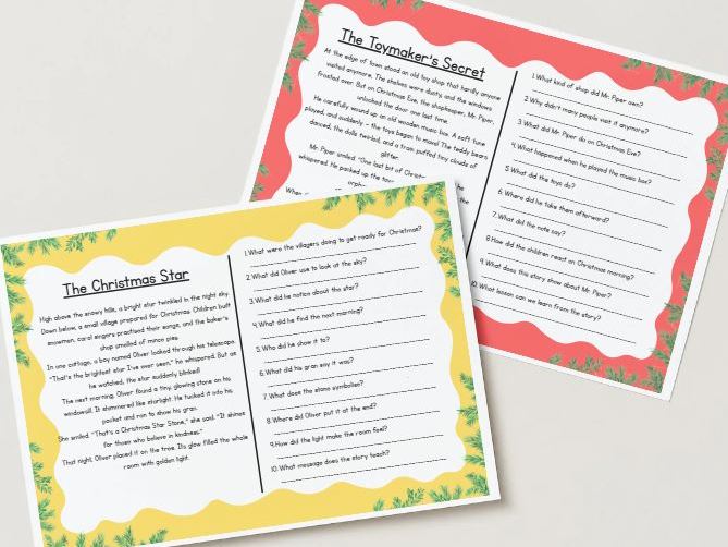 LKS2 Christmas Reading Comprehension Pack – 3 Festive Stories with Questions & Answers (Pack 3)