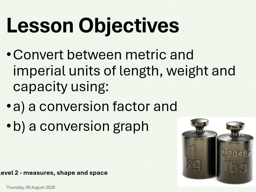 Units of Measure Maths Functional Skills L2 GCSE Full Lesson