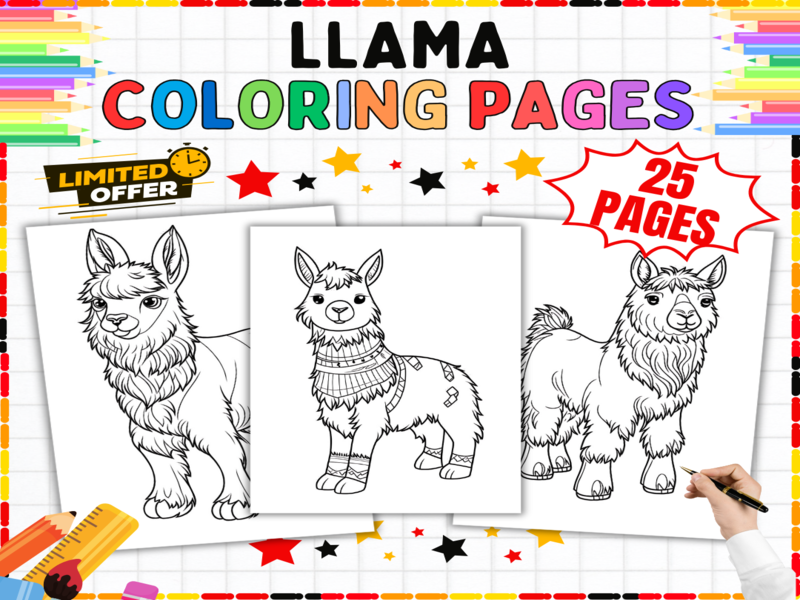 Llama Colouring Page | Fun Animal Art Activity for Kids | Printable Colouring Sheets