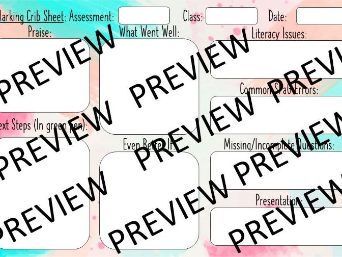 Marking Feedback Sheet