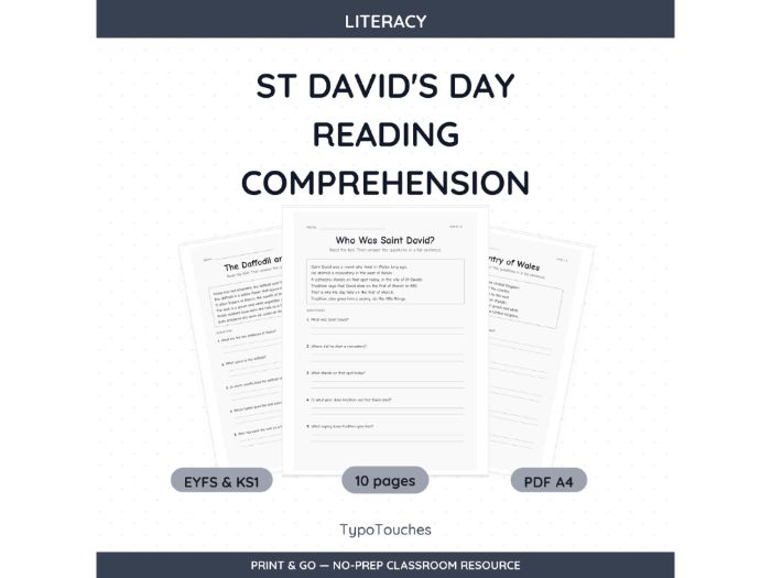 St David's Day Reading Comprehension | 10 pp