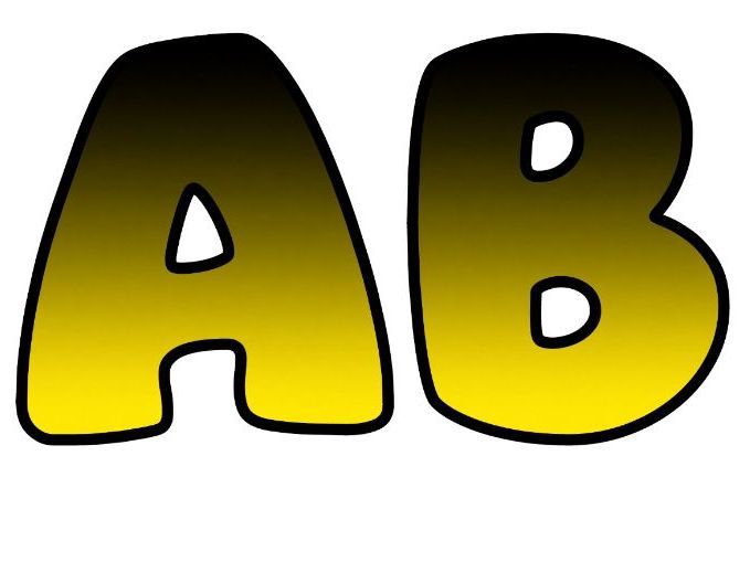 Black Gold Bubble Letters | Plain Colour Bulletin Board Letters | Printable Alphabet A-Z and 0-9