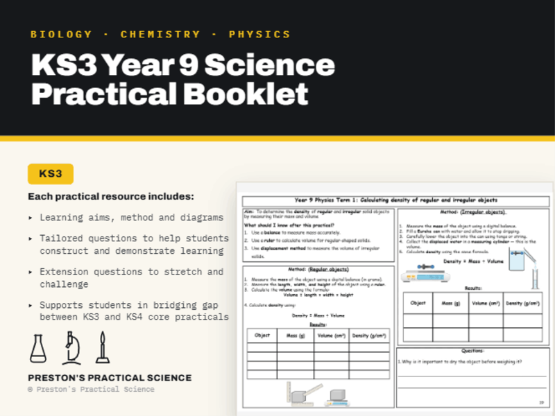 Year 9 KS3 Science Practicals - FULL SET of 17 resources