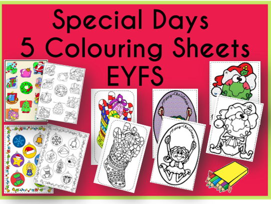 Special Days 5 Colouring Sheets for EYFS