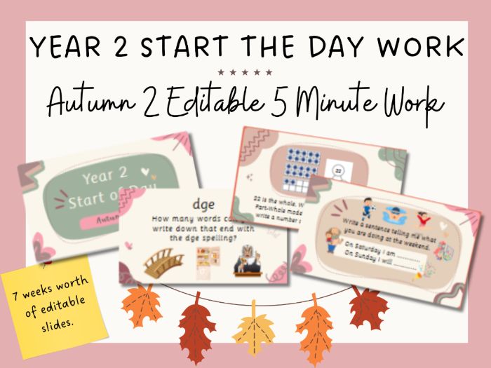Year 2 Start the Day / 5 Minute Work / Morning Work - Autumn 2