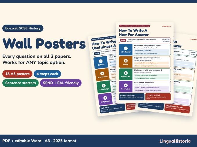 Edexcel GCSE History Wall Posters All 3 Papers