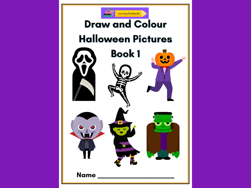Draw and Colour Halloween Pictures Book 1