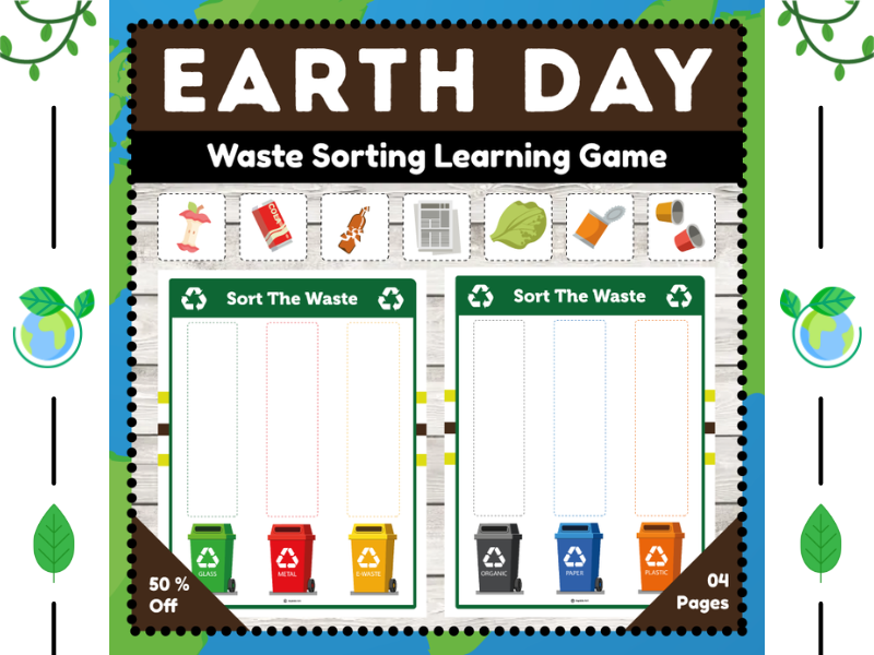 Waste Sorting Activity : An Earth Day Recycling Game for Preschool and Pre-K