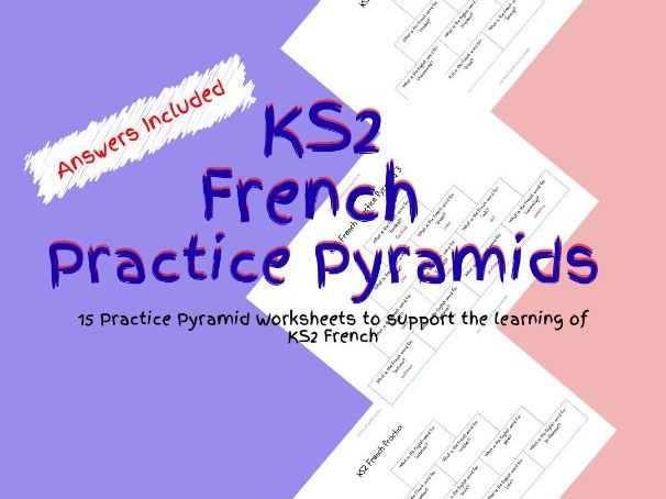 15 KS2 French Practice Pyramid Worksheets PDF