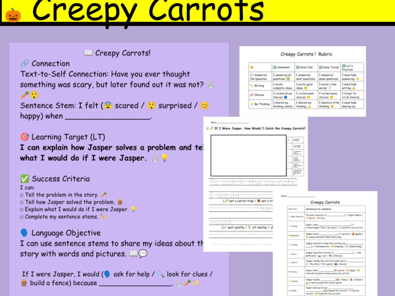 Creepy Carrots Halloween Writing Pack  K -2