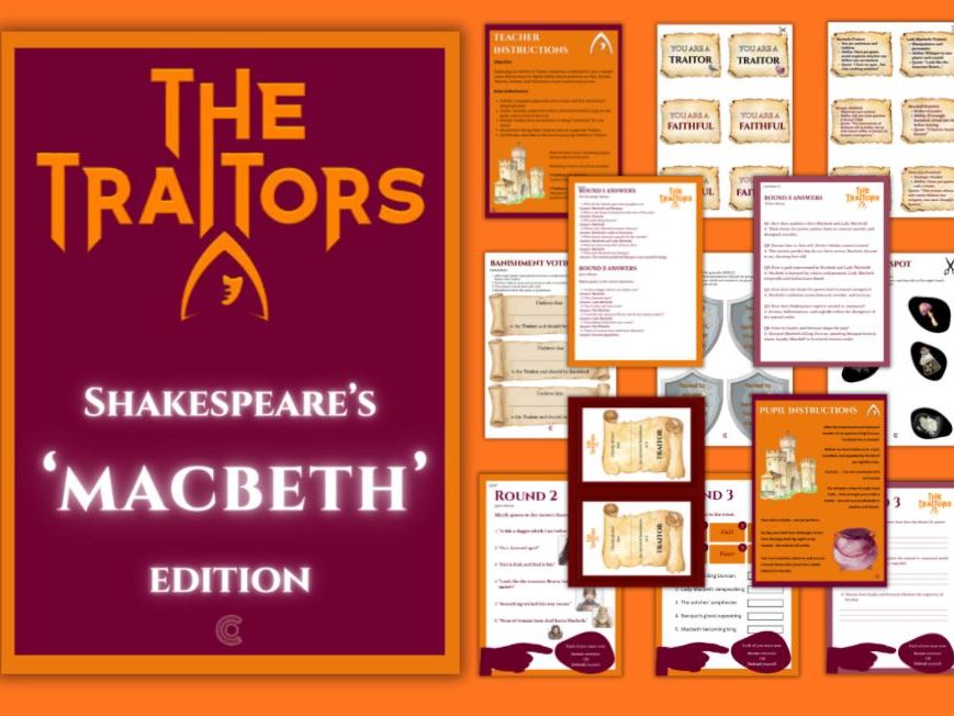 Macbeth Traitors Style Classroom Game - GCSE English Literature Revision Lower and Higher Ability