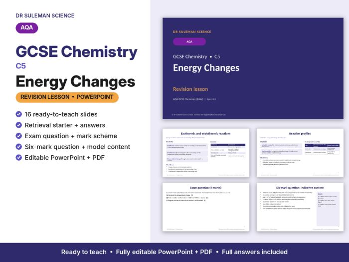 AQA GCSE Chemistry C5 Energy Changes Revision Lesson PowerPoint