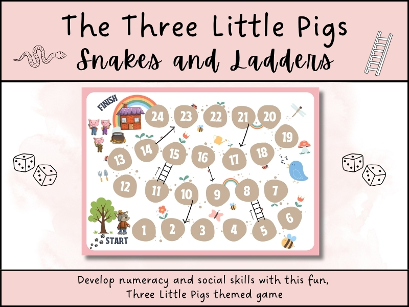 Three Little Pigs Snakes & Ladders Maths Game